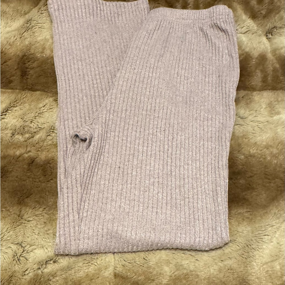 Mauve Pink Ribbed Knit Pants